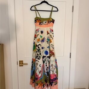 Alemais Olive, Peach and Cream Floral Rainbow Maxi Dress